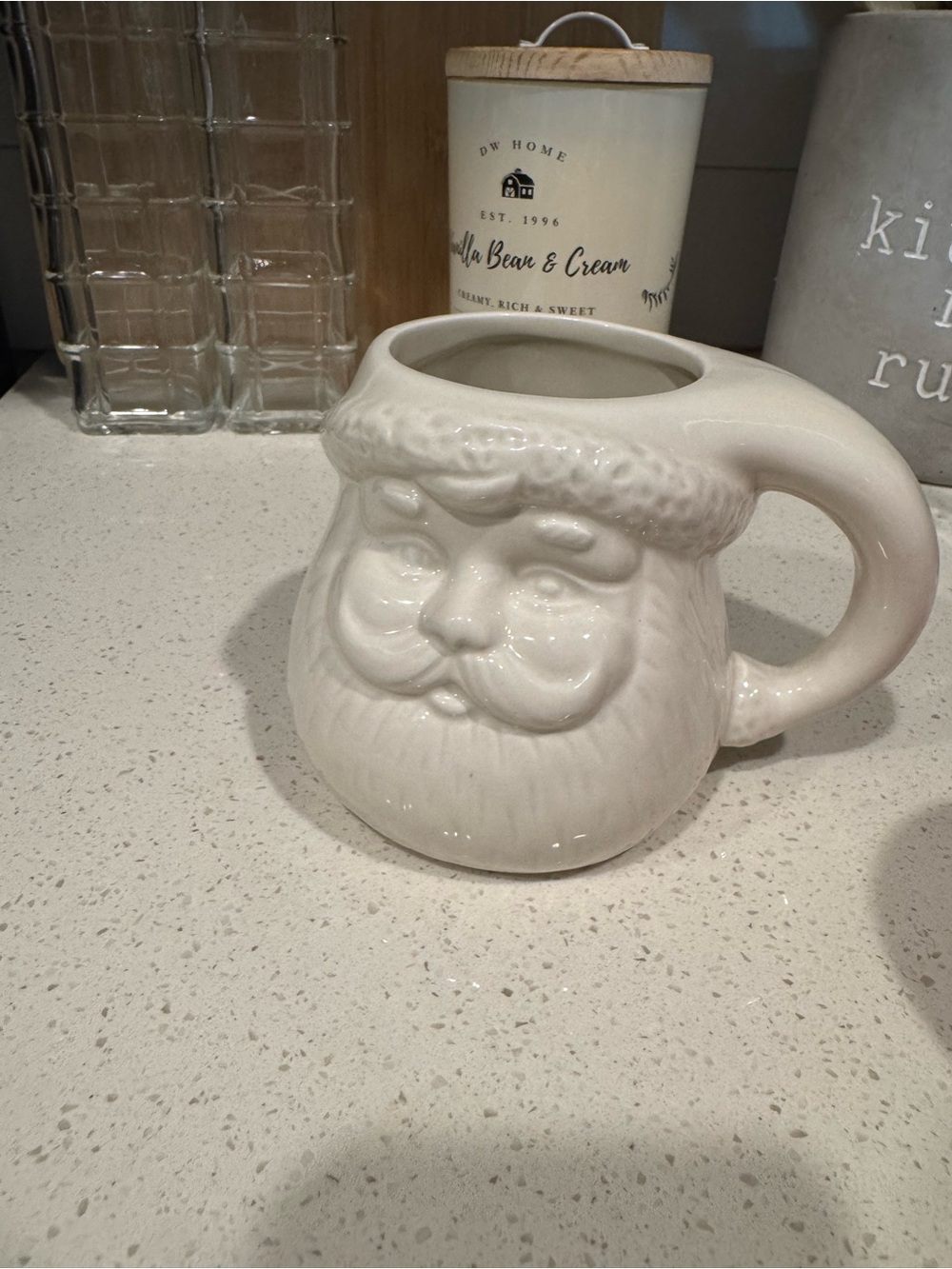 Santa Face Ceramic Mug - Cream Holiday Collectible